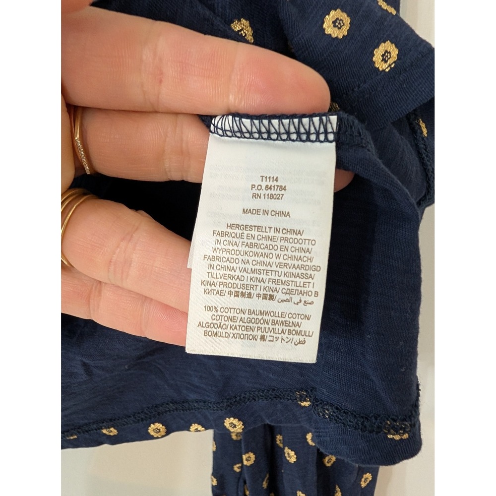 Boden Foil Floral Dot Cotton Cardigan Top V-Neck US 8 navy blue lightweight - Picture 6 of 8